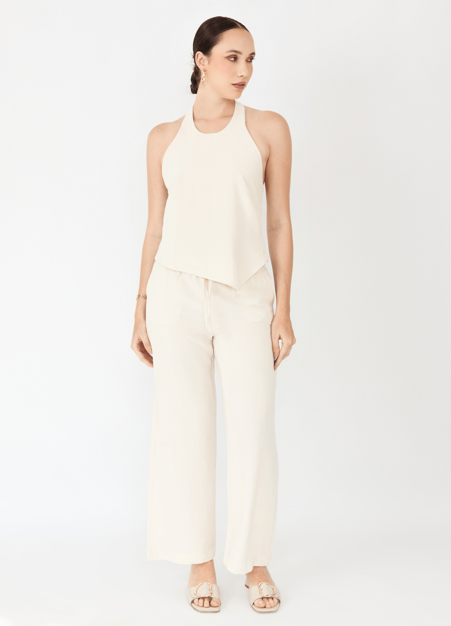 Pantalón fresco Giulia con pretina elástica