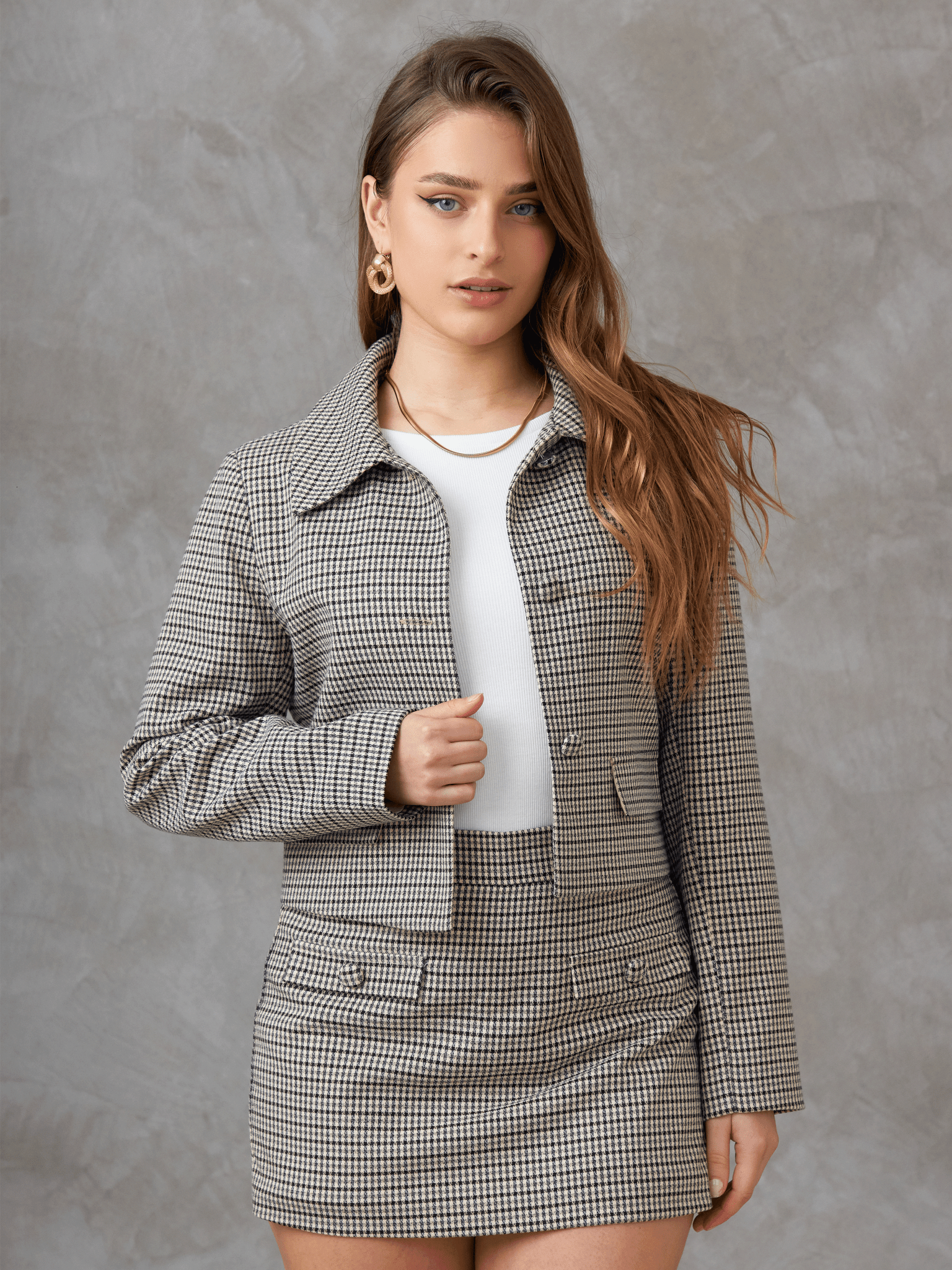 Saco Crop de cuadros Amelia para mujer