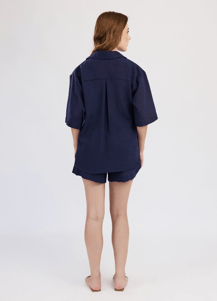 CAMISA ZAIRA MANGA CORTA OVERSIZED - Bembella Perú
