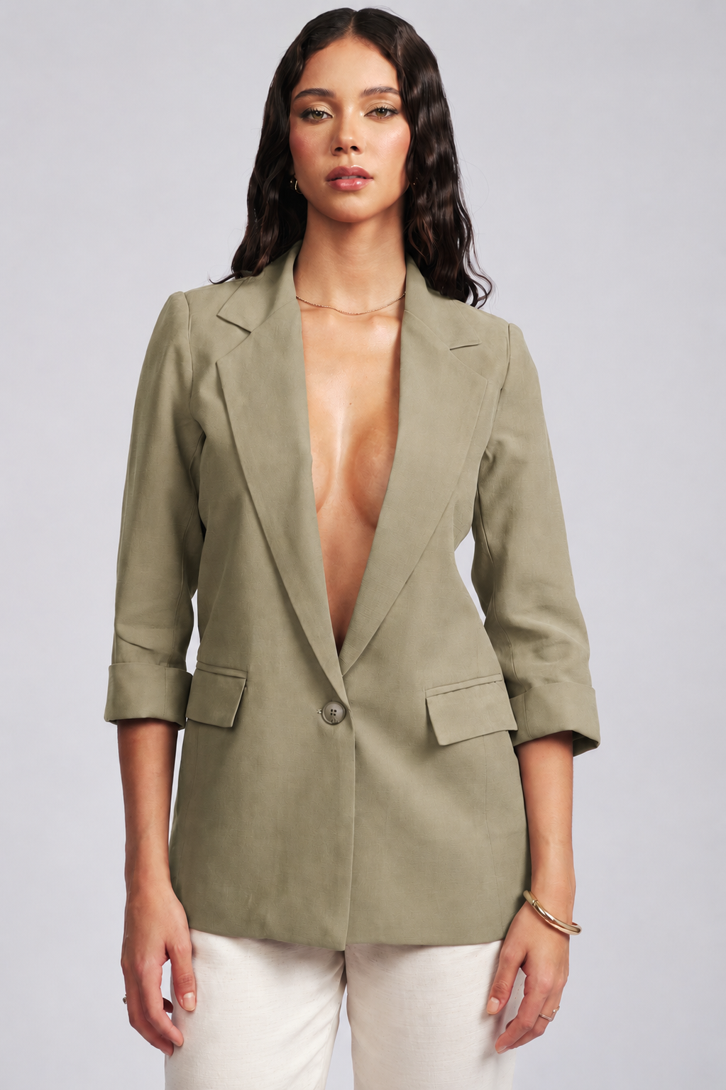 BLAZER LIMA MANGA 3/4 CORTE PRINCESA