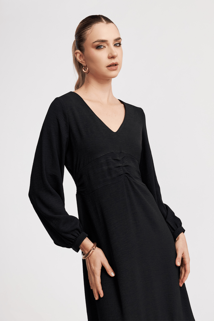 VESTIDO NIVA BOHO ROMÁNTICO FAJÍN FRUNCIDO - Bembella Perú