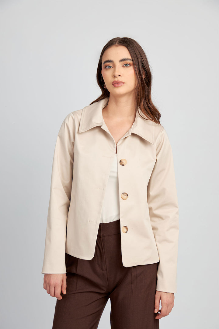 CHAQUETA MARGOT TIPO GABARDINA ESTRUCTURADA - Bembella Perú
