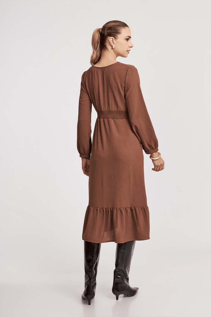 VESTIDO NIVA BOHO ROMÁNTICO FAJÍN FRUNCIDO - Bembella Perú