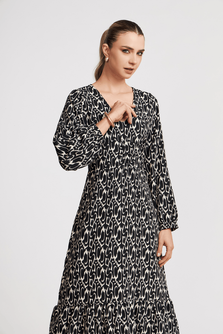 VESTIDO NIVA BOHO ROMÁNTICO FAJÍN FRUNCIDO - Bembella Perú