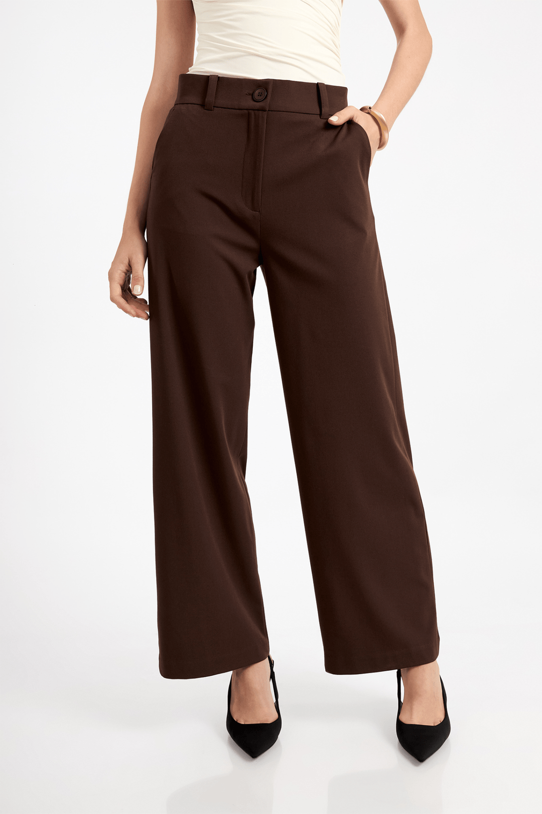 PANTALÓN MELANIA SASTRE CINTURA BOTA SEMI ANCHA